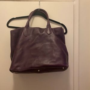 Roots leather purple tote
